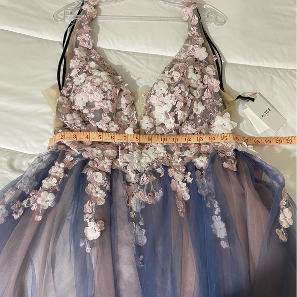 NWT Alyce Paris 3107 Floral Bodice Open Back Evening Gown Size 14. - Picture 7 of 14